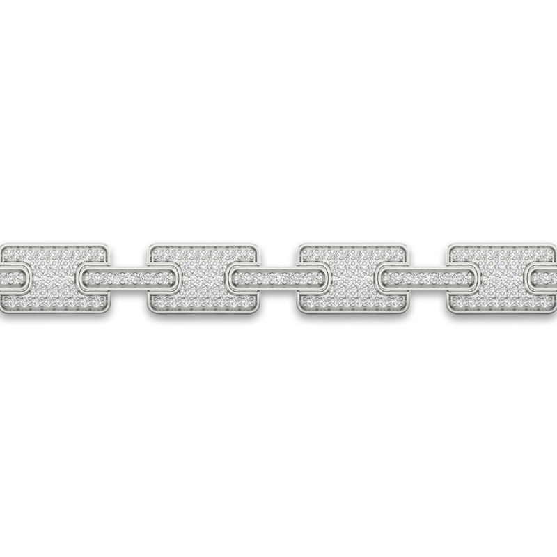 Main Image 2 of Previously Owned Men's Lab-Created Diamond Bracelet 3-1/2 ct tw Round 14K White Gold