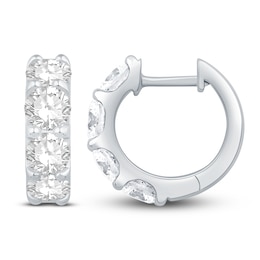 Previously Owned Diamond Hoop Earrings 3 ct tw Round 14K White Gold