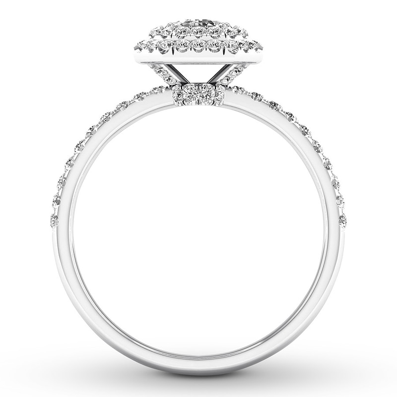 Main Image 2 of Previously Owned Diamond Engagement Ring 5/8 ct tw Emerald-cut 14K White Gold