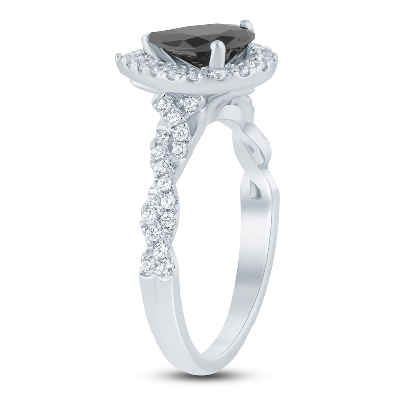 Main Image 2 of Previously Owned Brilliant Moments Pear-Shaped Black Diamond & White Diamond Engagement Ring 1-7/8 ct tw 14K White Gold