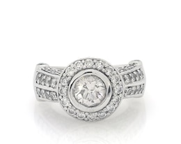 Previously Owned Round-Cut Diamond Halo Engagement Ring 1-7/8 ct tw 14K White Gold Size 5.25