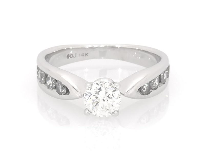 Main Image 1 of Previously Owned Round-Cut Diamond Engagement Ring 1 ct tw 14K White Gold Size 5.5