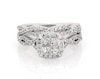 Thumbnail Image 1 of Previously Owned Princess-Cut Quad Diamond Twist Shank Bridal Set 1-1/5 ct tw 10K White Gold Size 6.75