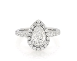 Previously Owned Pear-Shaped Diamond Halo Engagement Ring 1-5/8 ct tw 14K White Gold Size 6.5