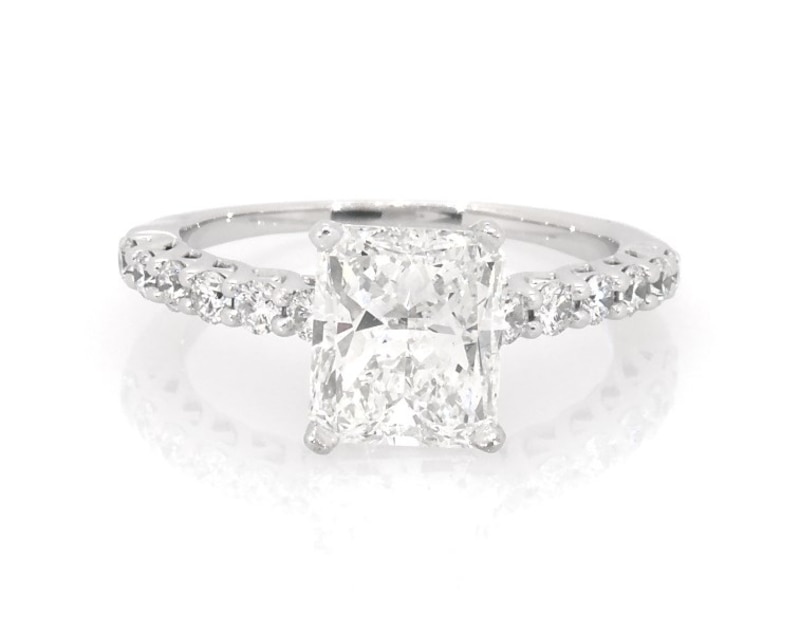 Main Image 1 of Previously Owned Radiant-Cut Diamond Engagement Ring 2-1/3 ct tw 14K White Gold Size 6