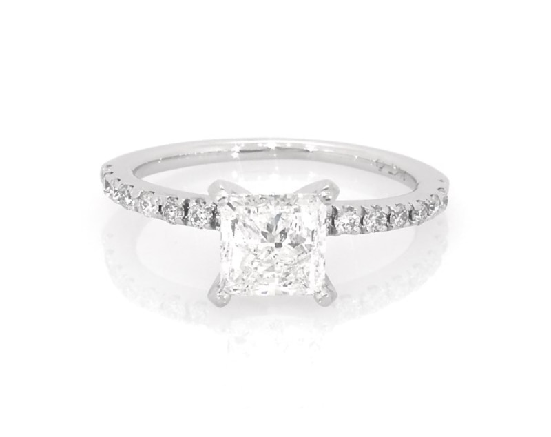 Main Image 1 of Previously Owned Princess-Cut Diamond Engagement Ring 1-5/8 ct tw 14K White Gold Size 6