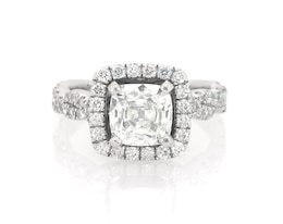 Previously Owned Neil Lane Cushion-Cut Diamond Halo Engagement Ring 2-1/4 ct tw 14K White Gold Size 4.75
