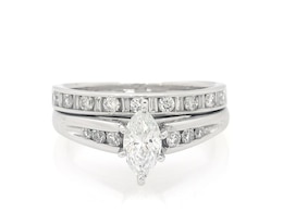 Previously Owned Marquise-Cut Diamond Bridal Set 1 ct tw 14K White Gold Size 6