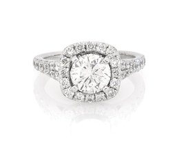 Previously Owned Round-Cut Diamond Halo Engagement Ring 2 ct tw 14K White Gold Size 5.5