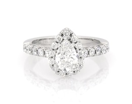 Previously Owned Pear-Shaped Diamond Halo Engagement Ring 1-1/2 ct tw 14K White Gold Size 7