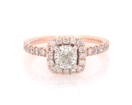 Previously Owned Cushion-Cut Diamond Halo Engagement Ring 1-1/8 ct tw 14K Rose Gold Size 6