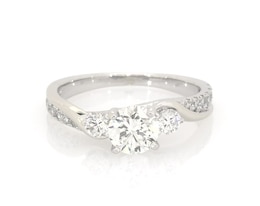 Previously Owned Round-Cut Diamond Three-Stone Engagement Ring 1 ct tw 14K White Gold Size 5.25