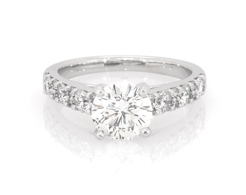 Main Image 1 of Previously Owned Round-Cut Diamond Engagement Ring 2-1/8 ct tw 14K White Gold Size 7
