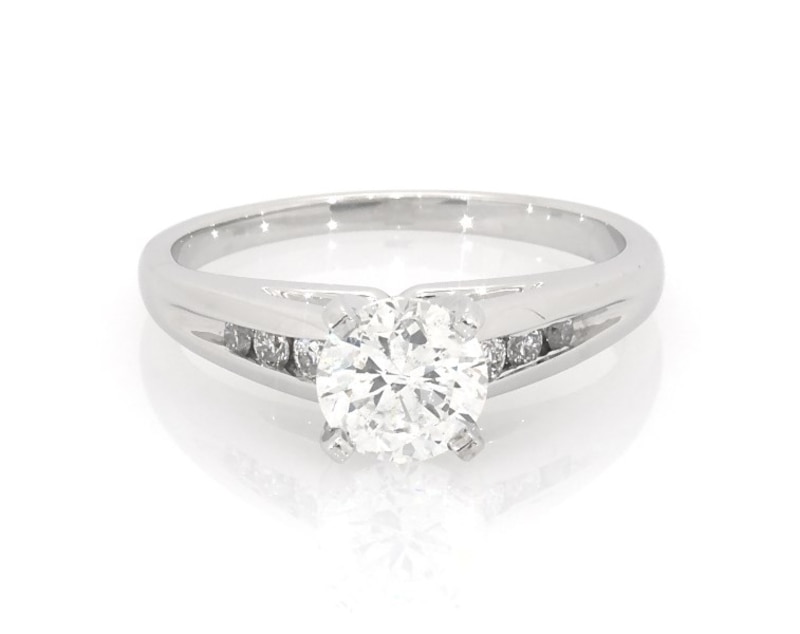 Main Image 1 of Previously Owned Round-Cut Diamond Engagement Ring 1 ct tw 14K White Gold Size 6.75