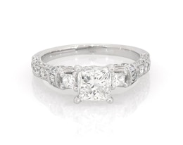 Previously Owned Princess-Cut Three-Stone Diamond Engagement Ring 1-1/2 ct tw 14K White Gold Size 5