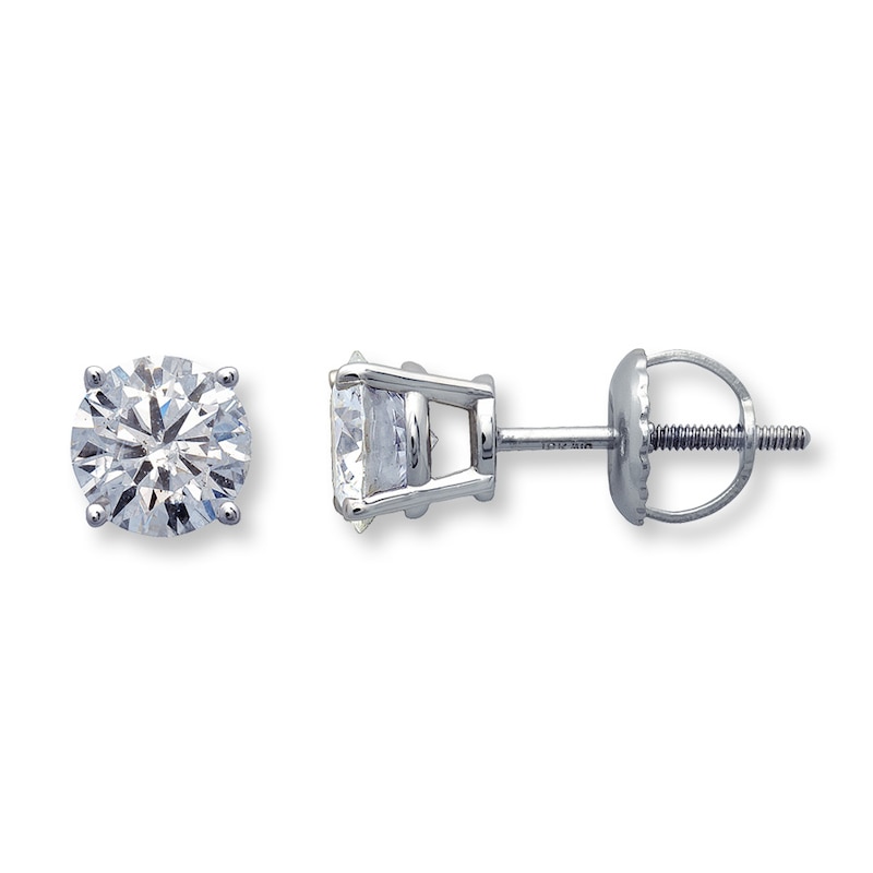 Main Image 1 of Previously Owned Certified Diamonds 1-1/4 ct tw Round-cut 18K White Gold Earrings (I1/I)