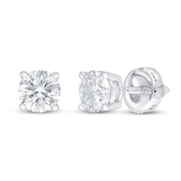 Previously Owned Lab-Created Diamond Solitaire Earrings 3/4 ct tw Round 14K White Gold (SI2/F)