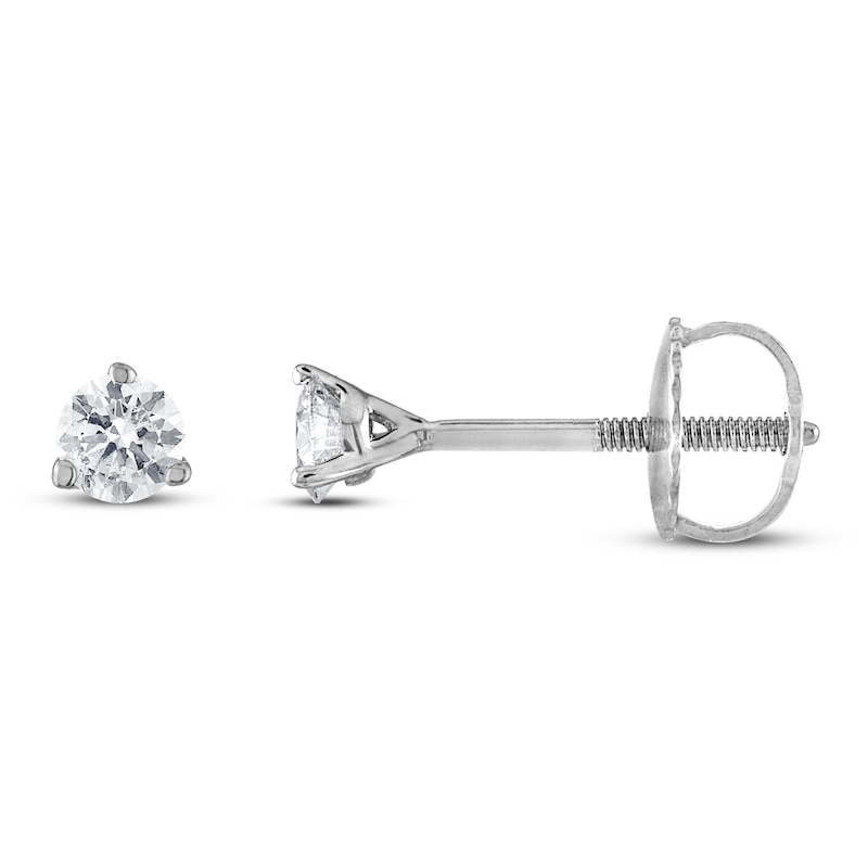Main Image 1 of Previously Owned Certified Diamond Solitaire Earrings 1/4 ct tw Round 18K White Gold (SI2/I)