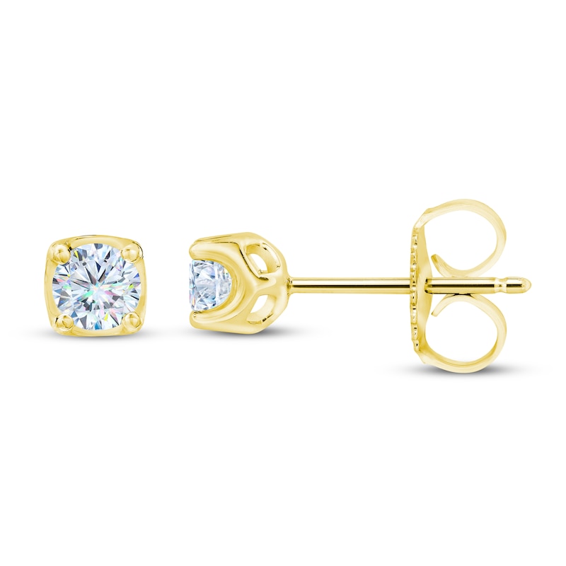 Main Image 1 of Previously Owned THE LEO First Light Diamond Solitaire Earrings 1/2 ct tw 14K Yellow Gold (I1/I)