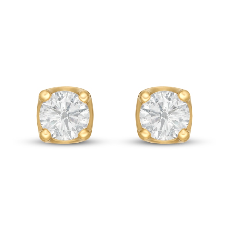 Main Image 3 of Previously Owned THE LEO First Light Diamond Solitaire Earrings 1/2 ct tw 14K Yellow Gold (I1/I)