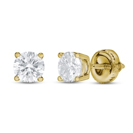 Previously Owned Lab-Created Diamond Solitaire Stud Earrings 3/4 ct tw Round 14K Yellow Gold (SI2/F)