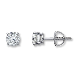 Previously Owned Certified Diamonds 1-1/2 ct tw Round-cut 18K White Gold Earrings (I1/I)