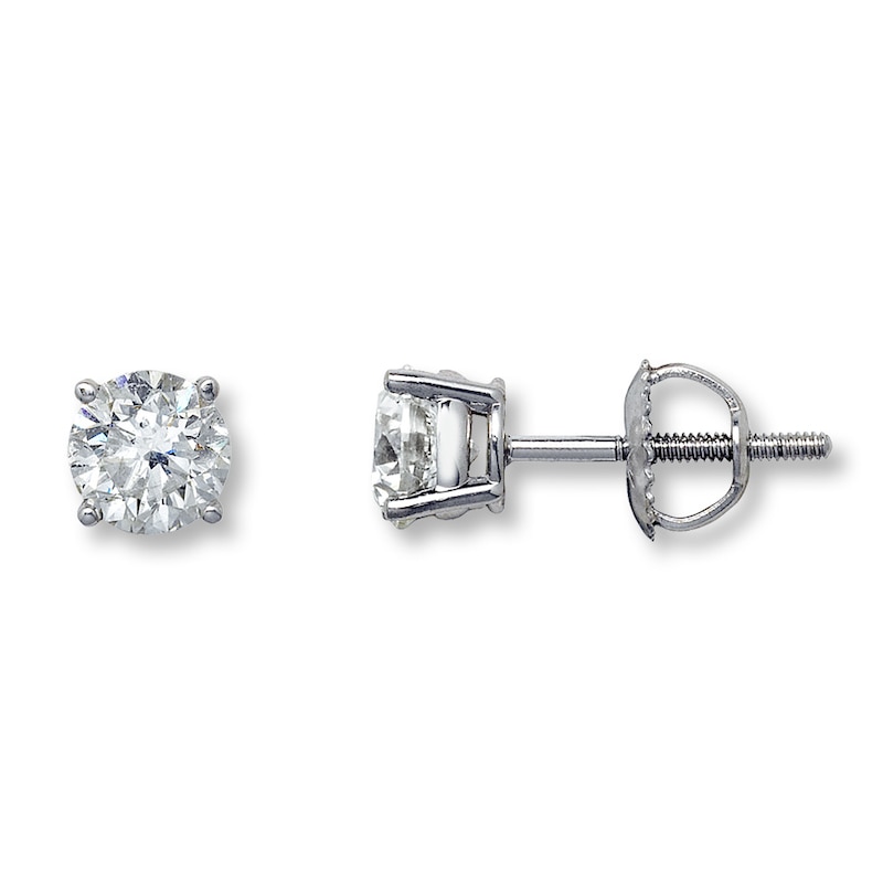 Main Image 1 of Previously Owned Certified Diamonds 1-1/2 ct tw Round-cut 18K White Gold Earrings (I1/I)