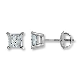 Previously Owned Certified Diamond Earrings 1/2 ct tw Princess-cut 18K White Gold (I1/I)