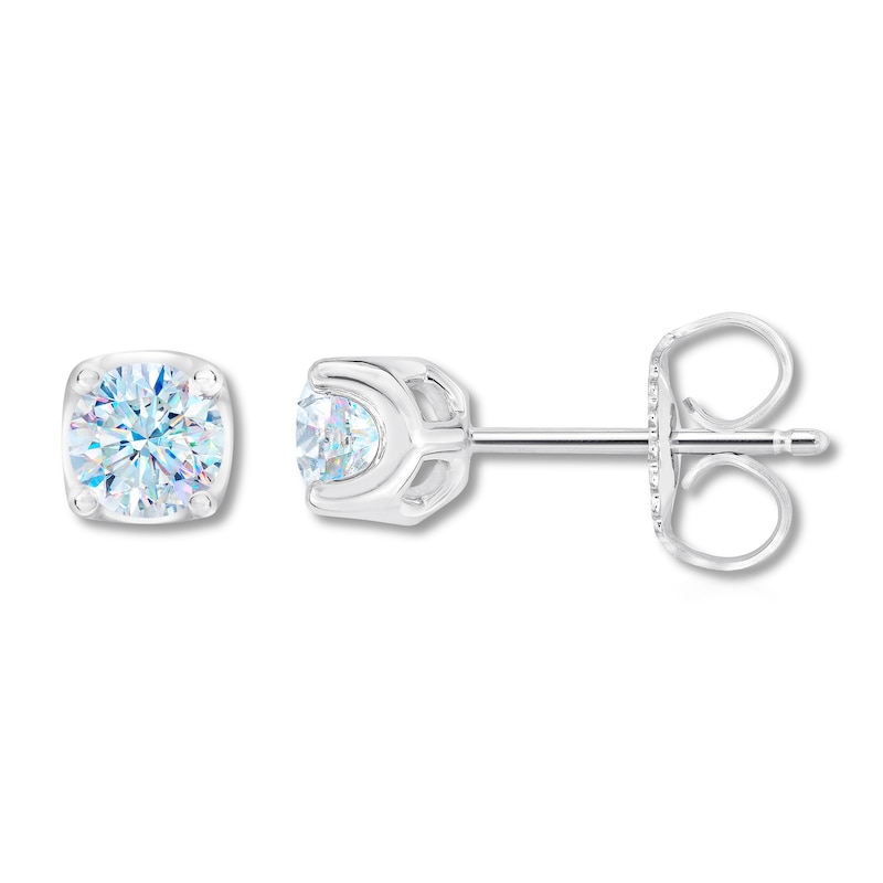 Main Image 1 of Previously Owned THE LEO First Light Diamond Solitaire Earrings 3/4 ct tw 14K White Gold (I1/I)