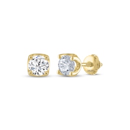 Previously Owned THE LEO Legacy Lab-Grown Diamond Round-Cut Solitaire Stud Earrings 1 ct tw 14K Yellow Gold (F/VS2)
