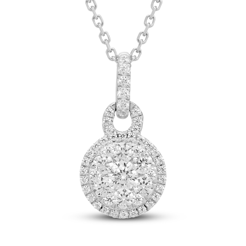 Main Image 1 of Previously Owned Diamond Necklace 1/2 ct tw Round 10K White Gold