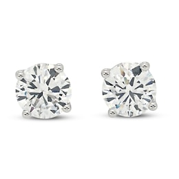 Previously Owned Lab-Created Diamond Solitaire Earrings 1-1/4 ct tw Round 14K White Gold (SI2/F)