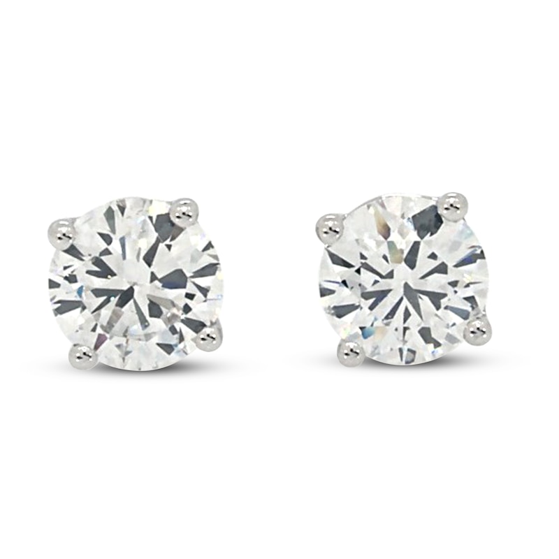 Main Image 1 of Previously Owned Lab-Created Diamond Solitaire Earrings 1-1/4 ct tw Round 14K White Gold (SI2/F)
