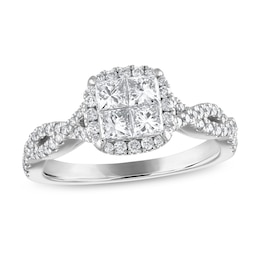 Previously Owned Diamond Engagement Ring 1 ct tw Princess/Round 14K White Gold