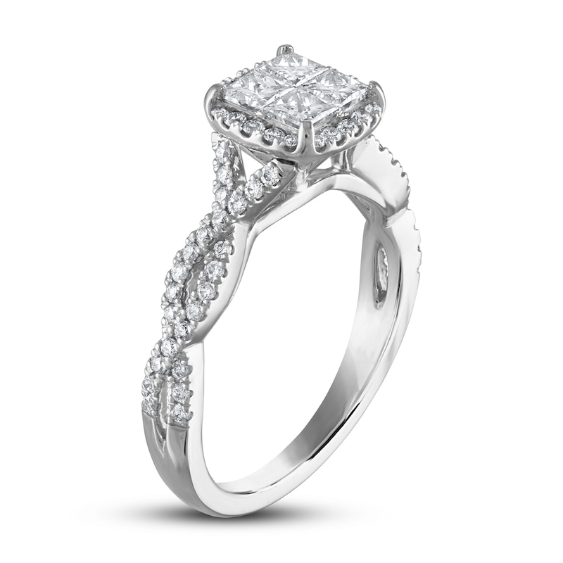 Main Image 2 of Previously Owned Diamond Engagement Ring 1 ct tw Princess/Round 14K White Gold