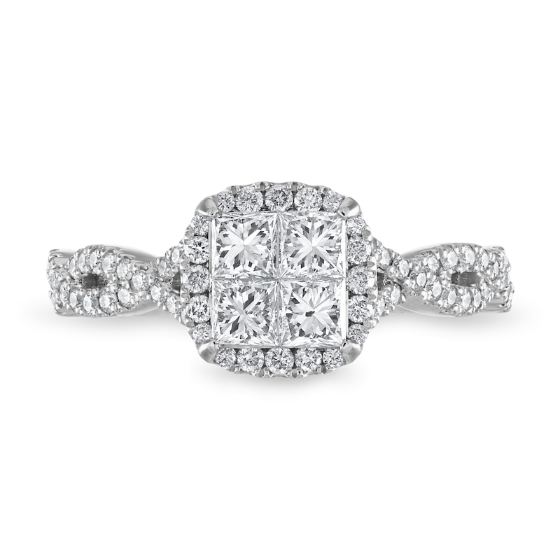 Main Image 3 of Previously Owned Diamond Engagement Ring 1 ct tw Princess/Round 14K White Gold