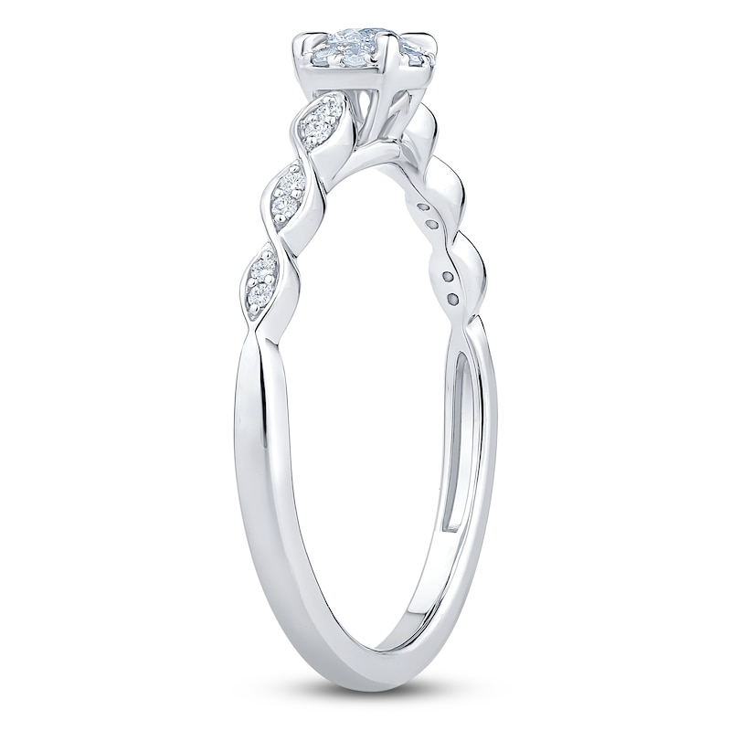 Main Image 2 of Previously Owned Diamond Halo Promise Ring 1/5 ct tw 10K White Gold