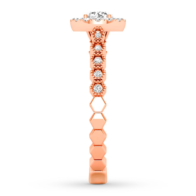 Main Image 3 of Previously Owned Diamond Promise Ring 1/2 ct tw Round 10K Rose Gold