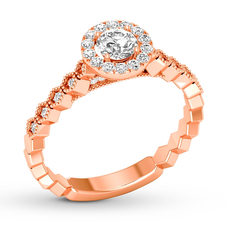 Main Image 4 of Previously Owned Diamond Promise Ring 1/2 ct tw Round 10K Rose Gold