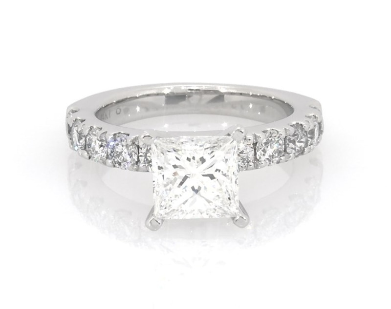 Main Image 1 of Previously Owned Princess-Cut Diamond Engagement Ring 2-3/8 ct tw 14K White Gold Size 5.25
