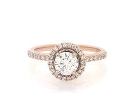 Previously Owned Round-Cut Diamond Halo Engagement Ring 1 ct tw 14K Rose Gold Size 7