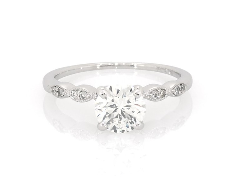Main Image 1 of Previously Owned Round-Cut Diamond Engagement Ring 1 ct tw 14K White Gold Size 6.5