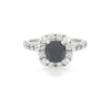 Thumbnail Image 1 of Previously Owned Neil Lane Cushion-Cut Black Diamond & White Diamond Halo Engagement Ring 2-5/8 ct tw 14K White Gold Size 6.75