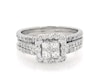 Thumbnail Image 1 of Previously Owned Princess-Cut Quad Diamond Halo Bridal Set 1-1/2 ct tw 14K White Gold Size 8
