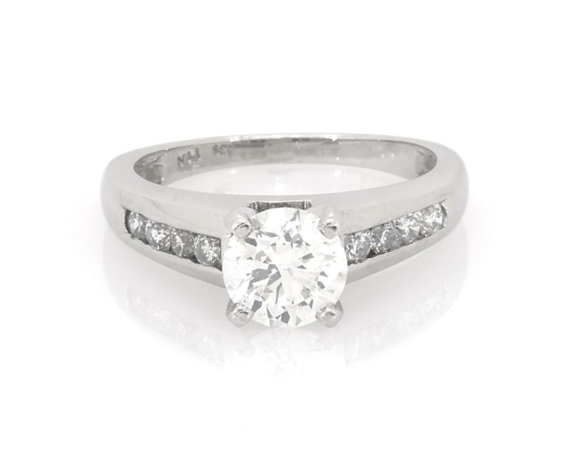 Main Image 1 of Previously Owned Round-Cut Diamond Engagement Ring 1-1/2 ct tw 14K White Gold Size 6.75