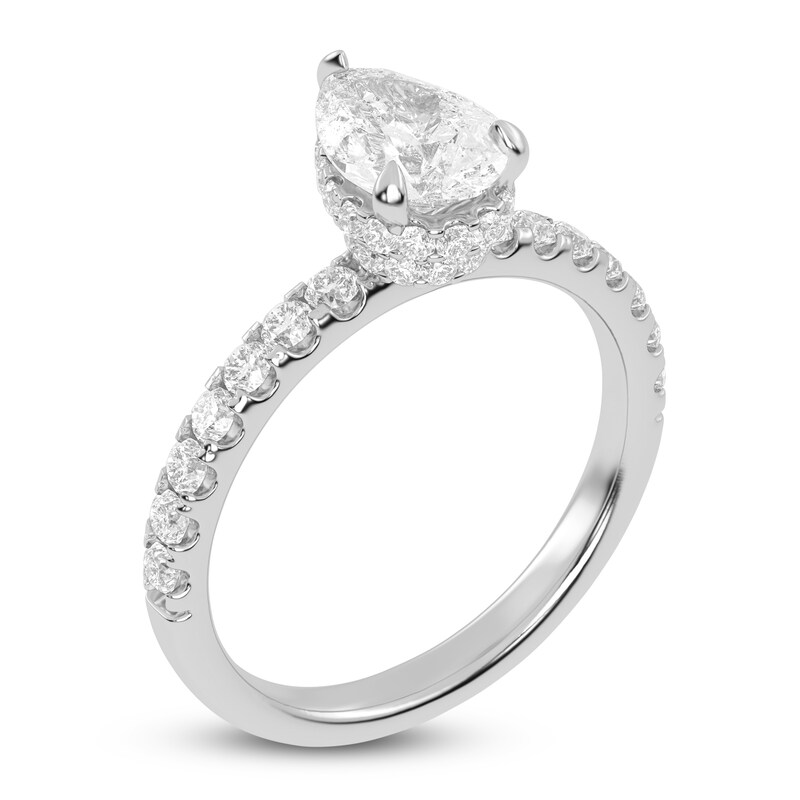 Main Image 2 of Previously Owned Lab-Grown Pear-Shaped Diamond Engagement Ring 1-1/2 ct tw 14K White Gold