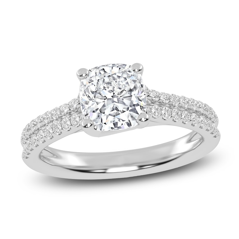 Main Image 1 of Previously Owned Lab-Grown Cushion-Cut Diamond Engagement Ring 1-1/4 ct tw 14K White Gold