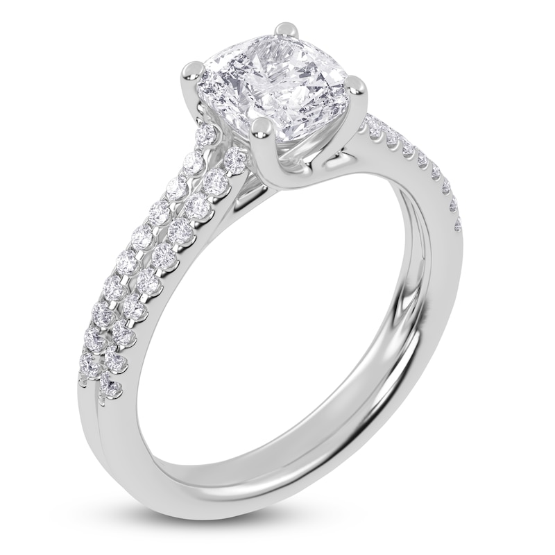 Main Image 2 of Previously Owned Lab-Grown Cushion-Cut Diamond Engagement Ring 1-1/4 ct tw 14K White Gold
