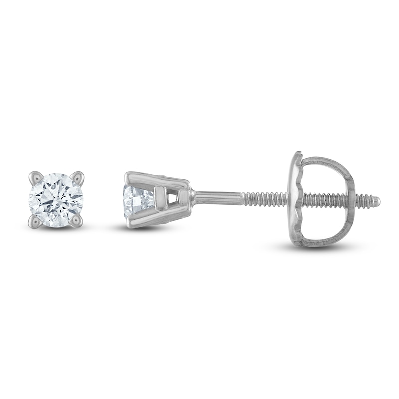Main Image 1 of Previously Owned Certified Diamond Solitaire Earrings 1/4 ct tw Round 14K White Gold (I1/I)