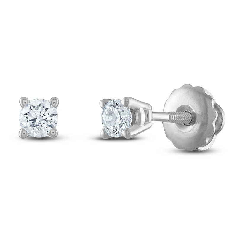 Main Image 2 of Previously Owned Certified Diamond Solitaire Earrings 1/4 ct tw Round 14K White Gold (I1/I)